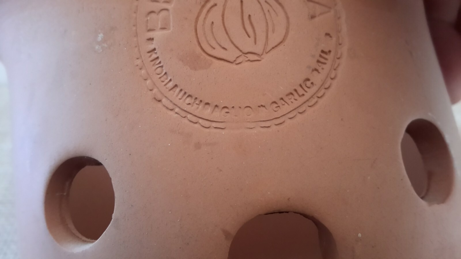 Bella Cucina Terra Cotta Clay Onion Garlic Keeper Holder/Lid Vented 5