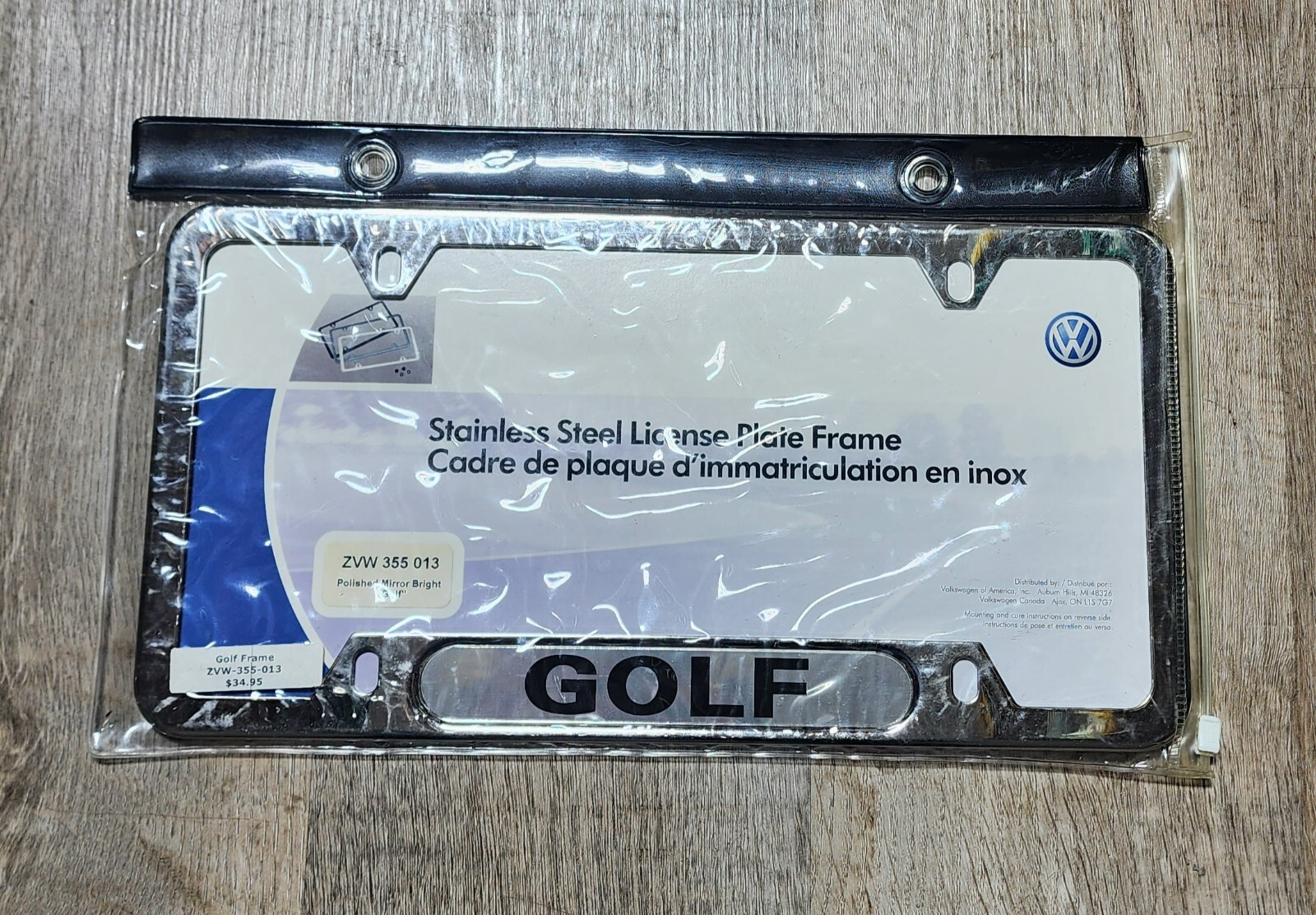 Original VW License Plate Frame GOLF