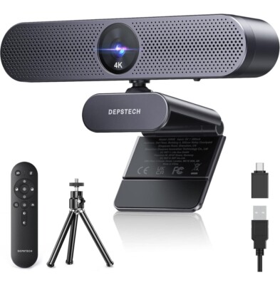 DEPSTECH DW50 Pro Webcam 4K Zoomable Camera with Microphone Remoteand Auto-Focus