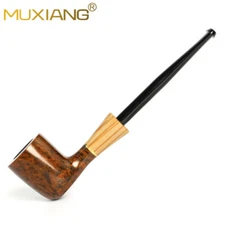 Straight Cumberland Mouthpiece Freehand Olive Wood Tobacco Smoking Pipe