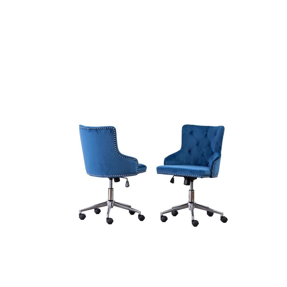 Tufted Velvet Upholstered Office Chair in Navy Blue Single eBay