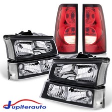 For 2003-2006 Chevy Silverado Black Housing Headlights Red Tail Lights New For 2003-2006 Chevy Silverado Black Housing Headlights Red Tail Lights New