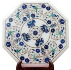 12 " Seite / Ende Marmor Table Top Semi Precious Steine Inlay Arbeit Handmade