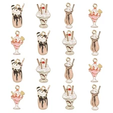 20x Enamel Ice-Cream Charms Pendants for DIY Keychain Jewelry Making Craft