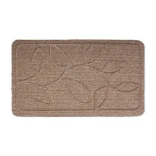 SARANI Beige Non-slip Short Hair Heavy Duty Entrance Rubber Doormat Rug