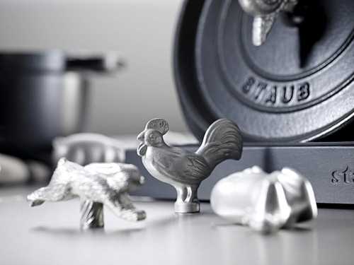 STAUB Cocotte Lid Knob Rooster Silver Cast Iron - Picture 8 of 9