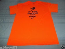 If The Broom Fits Ride It Witch orange T-Shirt Size M