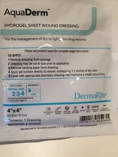 DERMARITE INDUSTRIES 4" x 4" AquaDerm Hydrogel Sheet Lot 9 Count 00324E 