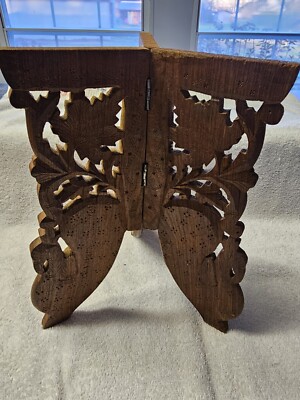 Vintage Detailed Hand Carved Wood Leg Folding Stand India