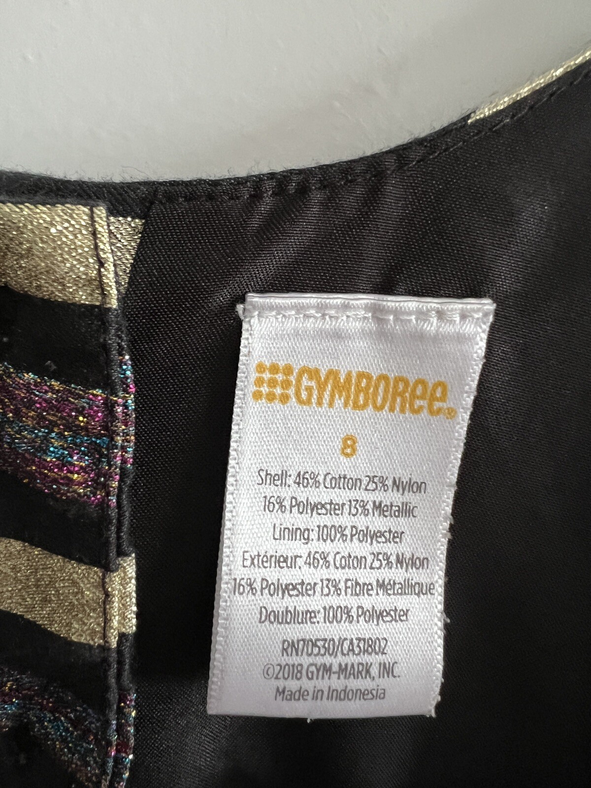 Gymboree Girls Black Gold Stripe Christmas Party Shimmer Holiday Dress ...