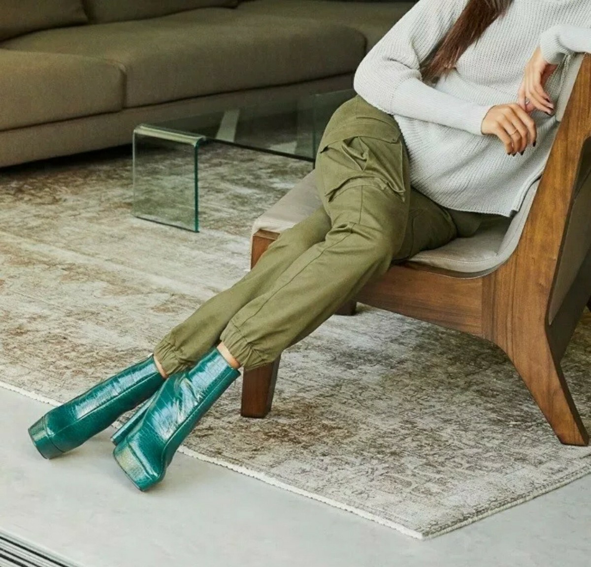 Fifi By Shoedazzle Faux Croc Skin Emerald Green Ankle Boots Size 7