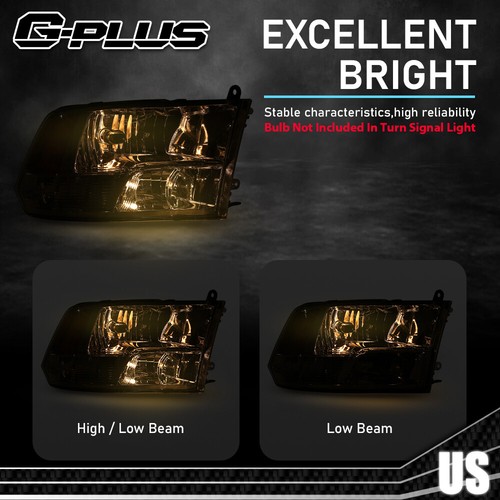 Amber Chrome Headlights RH Side w/ Bulb Fit For 09-18 Dodge Ram 1500 2500 3500 - Imagen 6 de 12