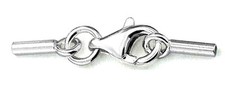 ONE STERLING SILVER 925 CRIMP CLASP SET FOR BEADING CHAIN + CLASP, 27 x 2.5 MM