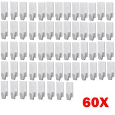 60pc Self Adhesive Stainless Steel Hooks Bathroom Wall Door Strong Sticky Holder