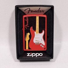Zippo Lighter Fender Guitar Stratocaster Red Matte Finish 2016 w/ Box