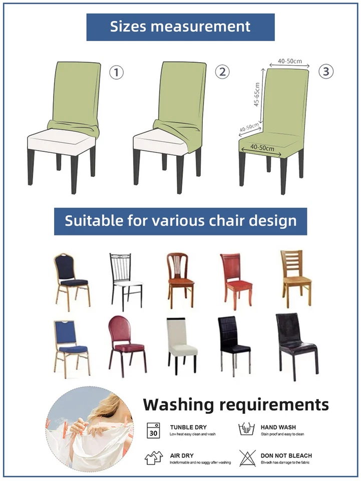 Solid Color Adjustable Chair Cover Spandex Slipcovers Chair Covers Dining Room - Image 2 of 4