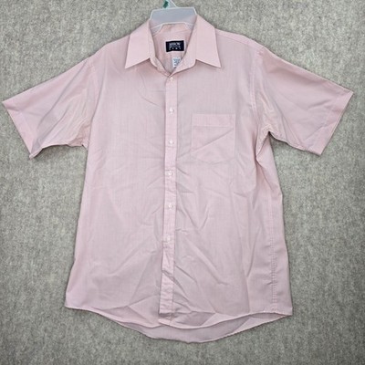 Arrow Kent Mens Short Sleeve Button-Down Shirt Pink Size 16 Cotton Blend