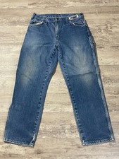 Dickies Carpenter Jeans Mens 34 32 Blue Denim Red Tab Straight Leg Hammer Loop