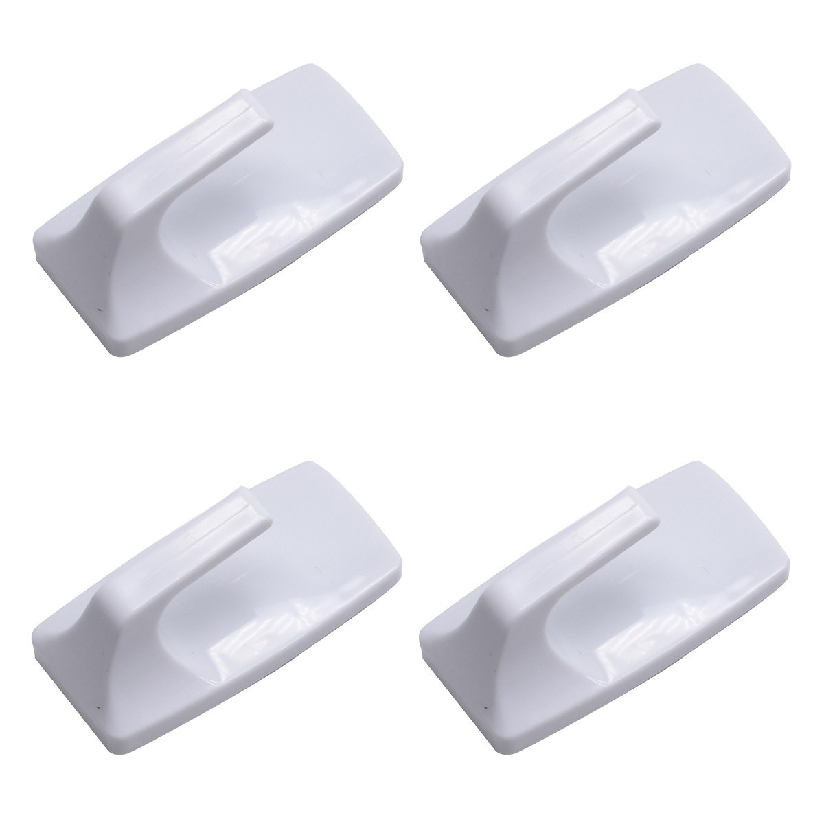 4 Piece rectangular, removable self-adhesive hook set