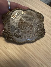 Vtg. Frontier Western Sterling Silver Rodeo ROGER KING 10TH ANNUAL Belt Buckle