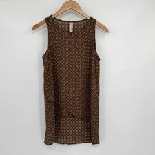 Allison Joy Green Circle Print Asymmetric Front Sleeveless Tank Top Women's Xs