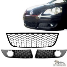 Wabengrill Frontgrill SET Wabengitter Stoßstangengitter passt für VW Polo 9N3