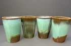Set of 4 Frankoma Prairie Green 5L 4.75" to 5" Glasses or Tumblers EUC