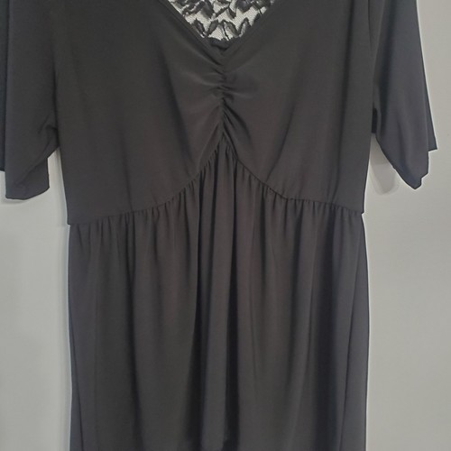 Torrid Woman's Babydoll Top Lace Detail Whimsycal Black Cottagecore Sz 1/1X - Picture 5 of 12