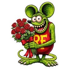 Rat Fink with Roses 18x13 Metal Sign - RVG5794S