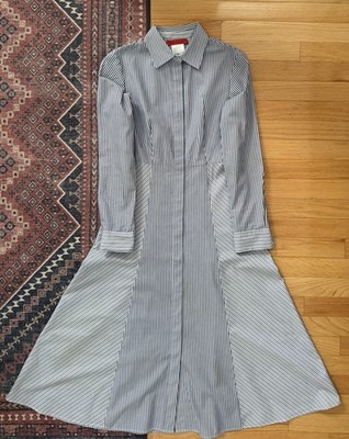 MAX&Co. Striped Shirt Dress - Long Sleeve Fit & Flare Midi Size US 00 FR 34