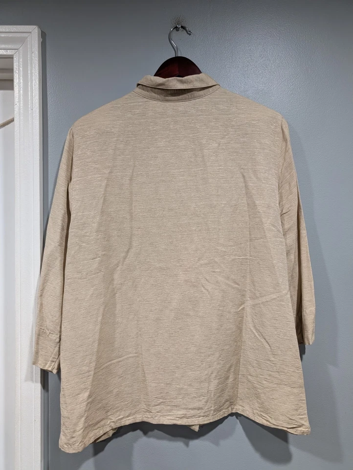 Blusa Alfred Dunner 100% Seda Beige Cuentas Talla 16 Manga 3/4 Top Boho HippieCore Foto 3 de 4