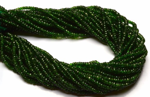 Super Fine Quality Chrome Diopside Micro Faceted 3.5MM Rondelle Beads Strand 13" - Picture 4 of 4