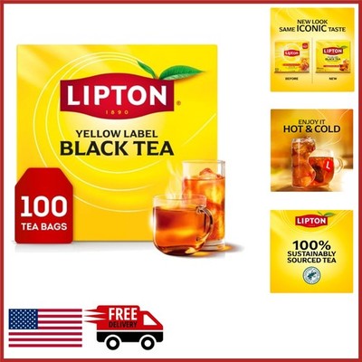 Lipton High Caffeine Black Tea Bags 100 Count for Refreshing Iced or Hot
