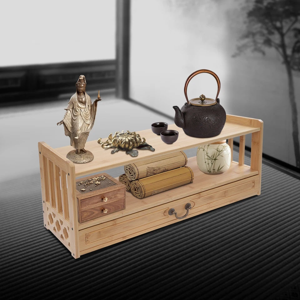 Bamboo Altar Table with Drawer Puja Table for Meditation,Plant,Book 27.2*9.8*11“ - Image 4 of 4