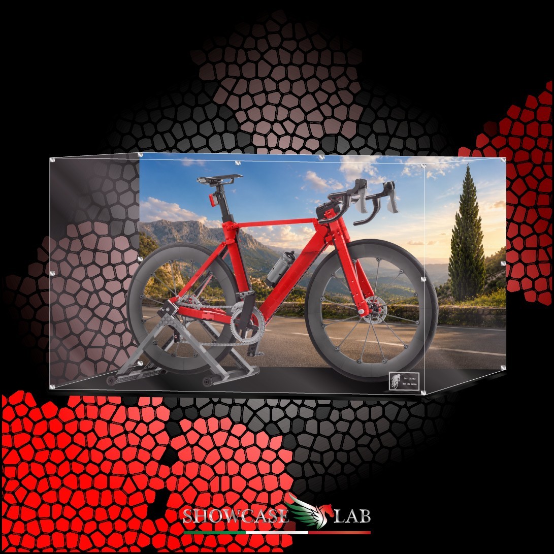TECA IN PLEXIGLASS ACRILICO-SHOWCASE-TECA PER SET LEGO® 11380 - BICI DA CORSA