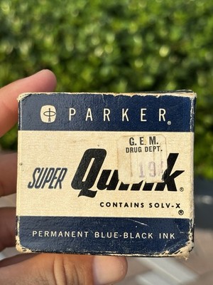 Parker Vintage Quink Bottle Ink---Permanent Blue-Black-for Parker 51 pens-NOS