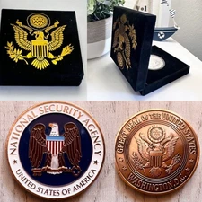 National Security Agency NSA Challenge Coin with special velvet case.