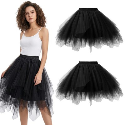 2 Stück Damen Tutu Klassisch Rock,Tüllrock Schwarz Damen Rock Leopardenmuster...