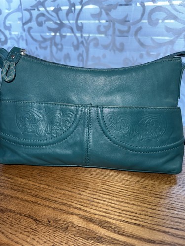 Stone Mountain Green Leather Handbag Zipper Close - Picture 8 of 15