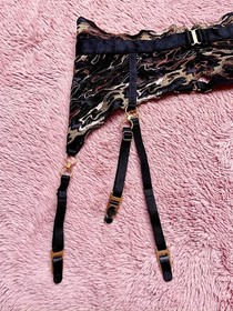 Bordelle Onda Suspender Garter Black Adjustable 24k Gold Plated S