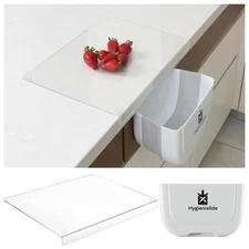 2-in-1 Acrylic Cutting Board with Slide-Out Bin – clear cutting board with li...
