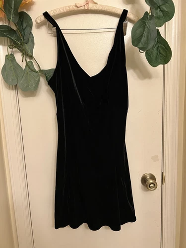 UNDERCOVER VICTORIA’S SECRET Vestito Slip in Velluto Nero M Y2K