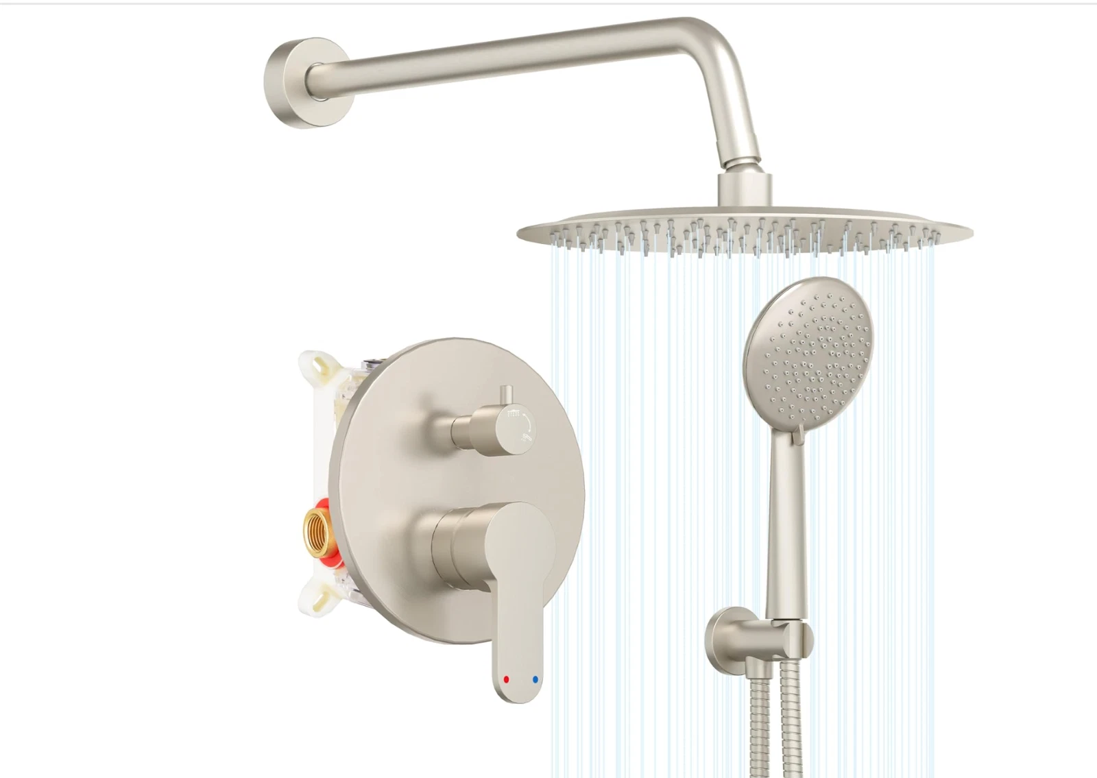 Gabrylly Shower System 10" Rain Shower Heads with Handheld Spray Chrome