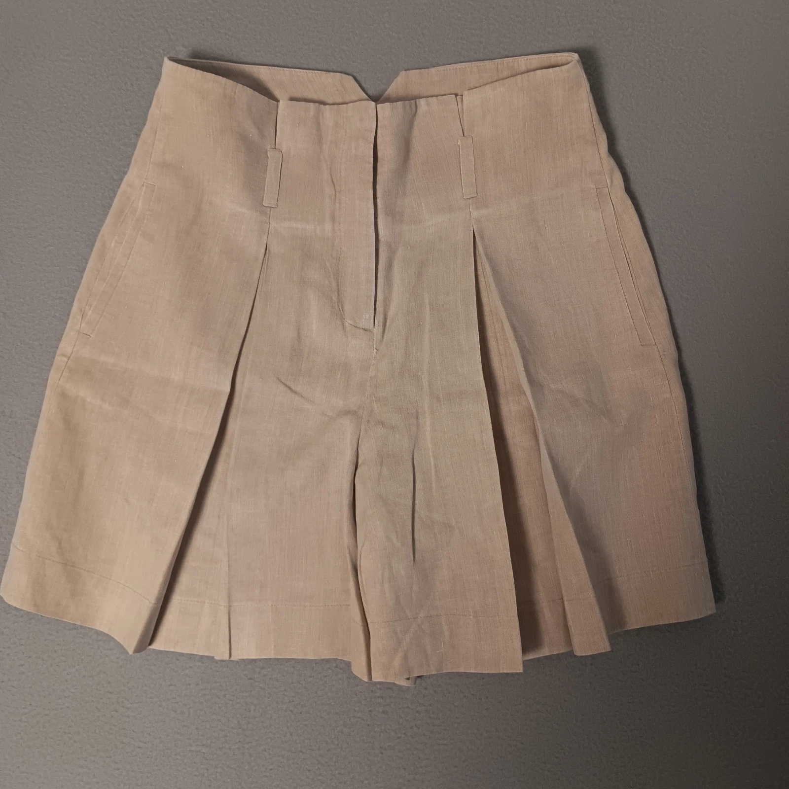 Massimo Dutti Shorts Women Linen Blend Pleated Resort Relaxed Minimalist