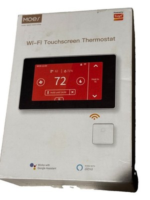 Moes Wi-Fi Touchscreen Thermostat White Works w/ Alexa & Google Assistant