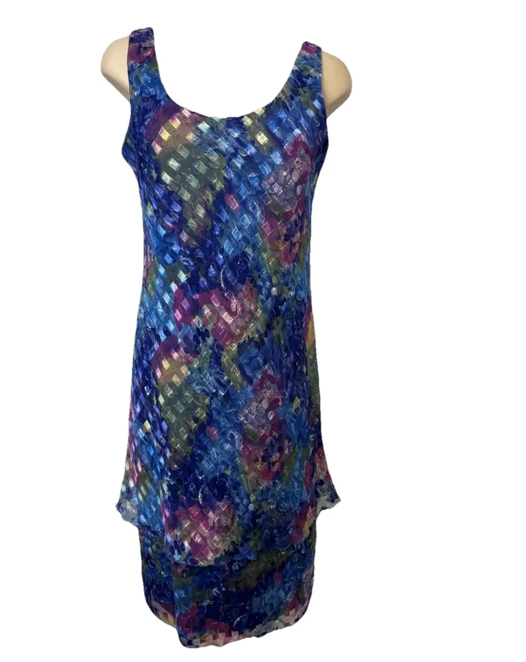 Vestido vintage para mujer Patra talla 8 hada pavo real brillante en capas Foto 2 de 4