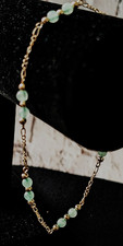 925 Sterling Silver Green Quartz Beaded Anklet