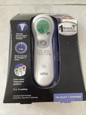 New Braun No Touch + Forehead Thermometer Color Coded Temp NTF 3000 Guide Sealed