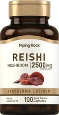 Piping Rock Reishi Mushroom Capsules | 2500mg | 100 Pills | Standardized Herbal 