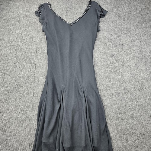 Abito vintage JKARA donna 12 grigio perline fata fazzoletto orlo stravagante - Foto 8 di 9